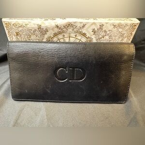 Christian Dior “CD” Black w/Red Interior Leather Wallet